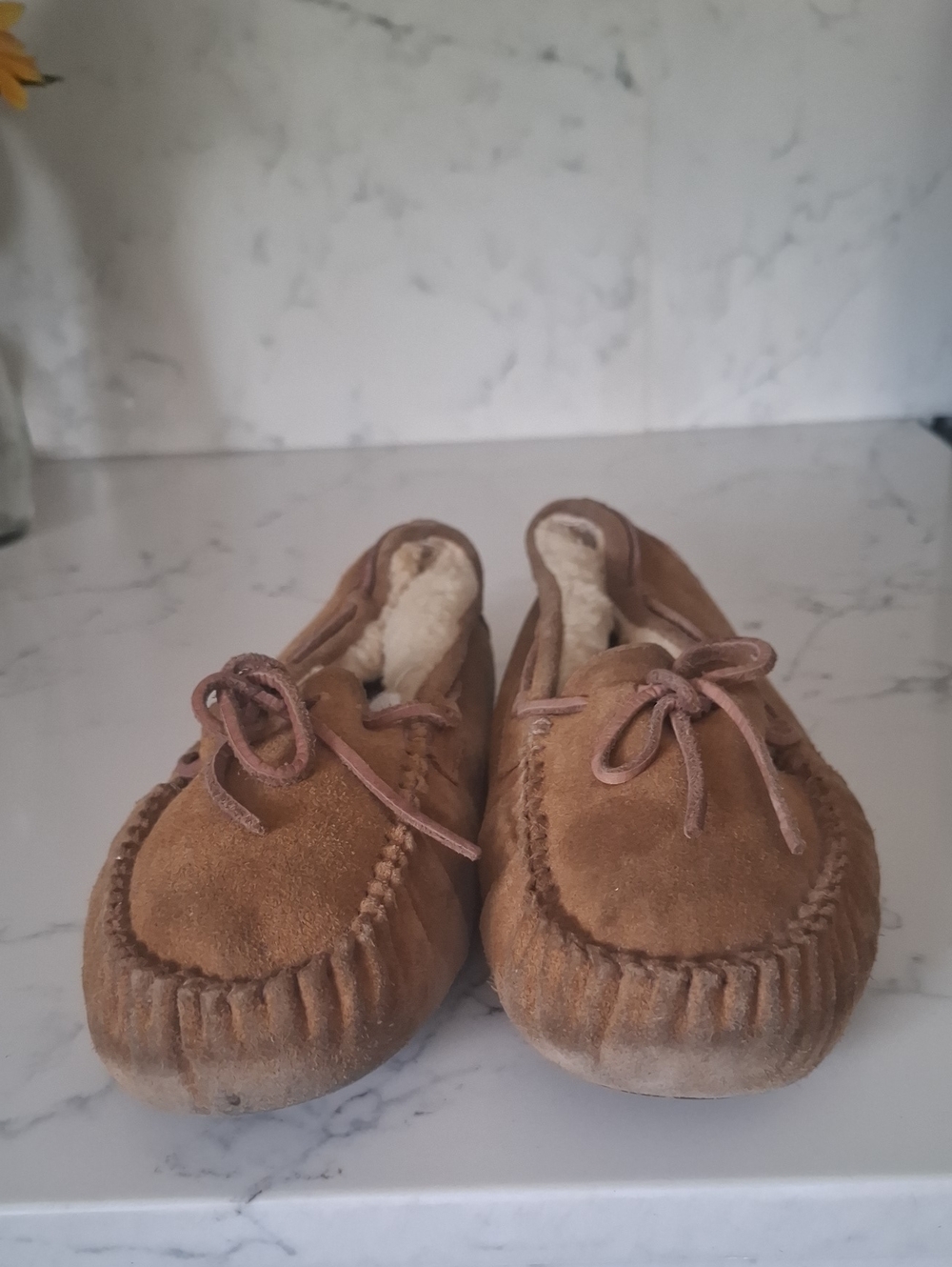 UGG Women  Chestnut Suede Moccasin Slippers